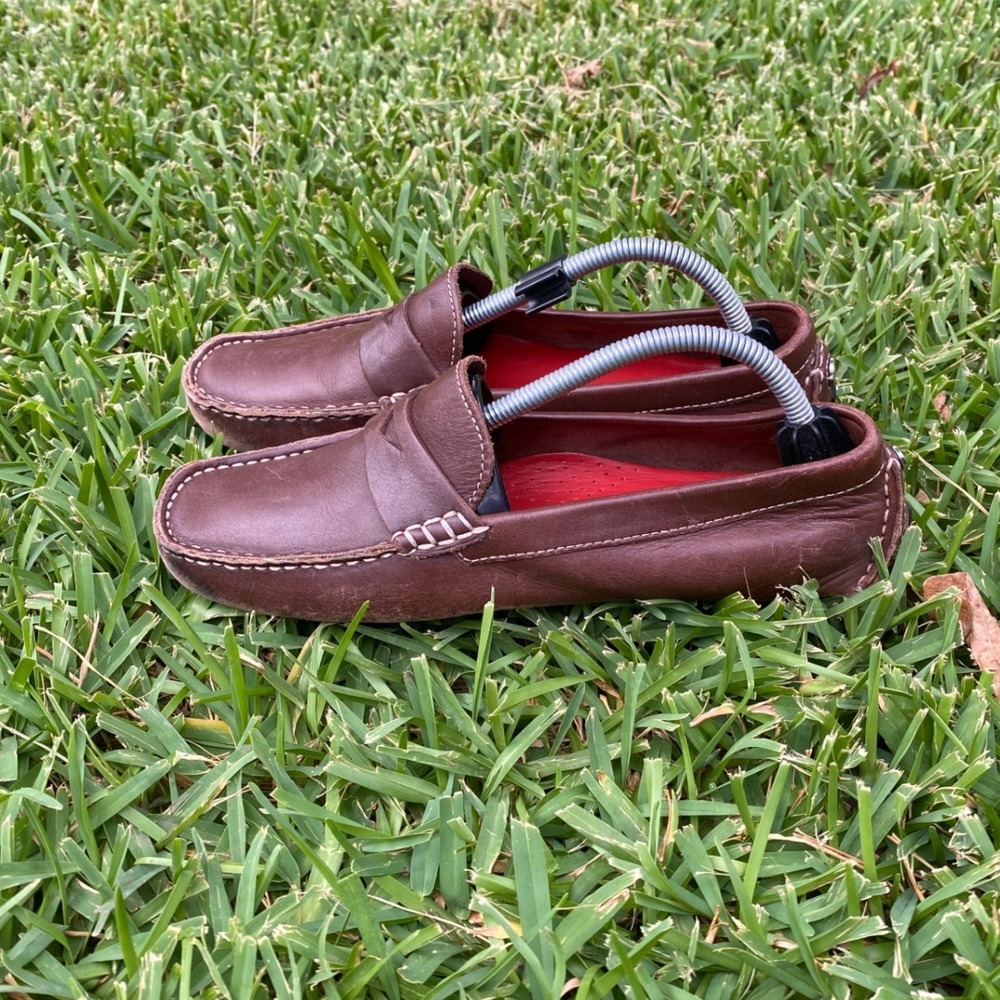 Cole Haan Grant Brown Leather Driver Penny Loafers Womens 7.5 B D18592